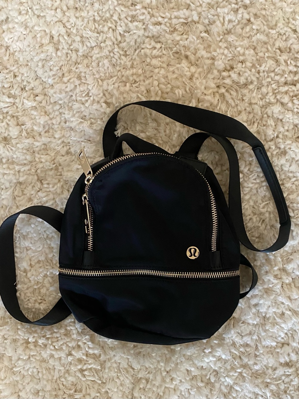 Lululemon Black City Adventurer Micro Backpack with Gold Accents
